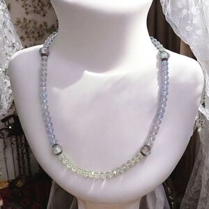 Handcrafted Faceted Crystal Bead Necklace With Rose Floral Accent Beads